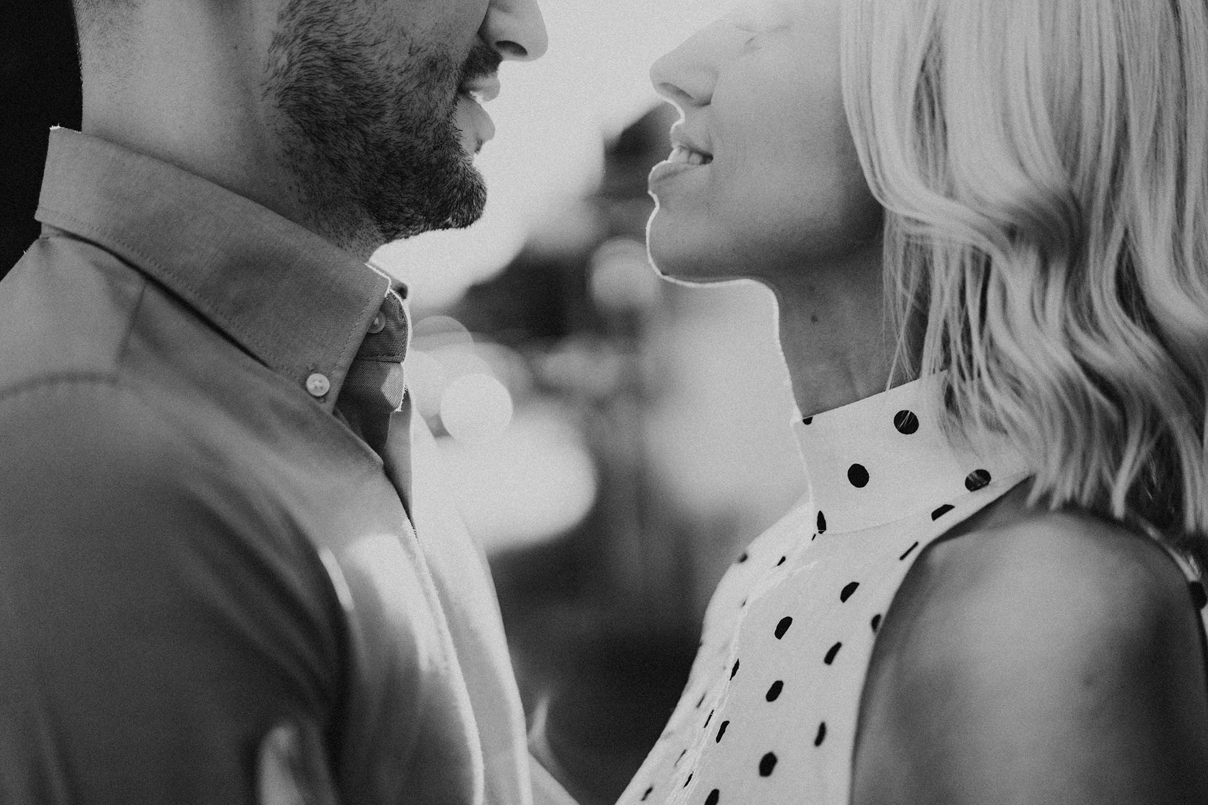 black and white close up couple next to each other